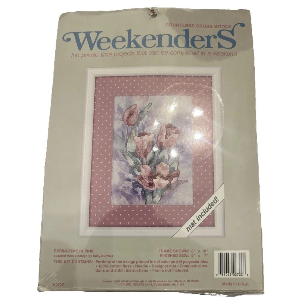 Vtg‎ Weekenders Springtime in Pink #02722 Burrhus Countless Cross Stitch 5" x 7"